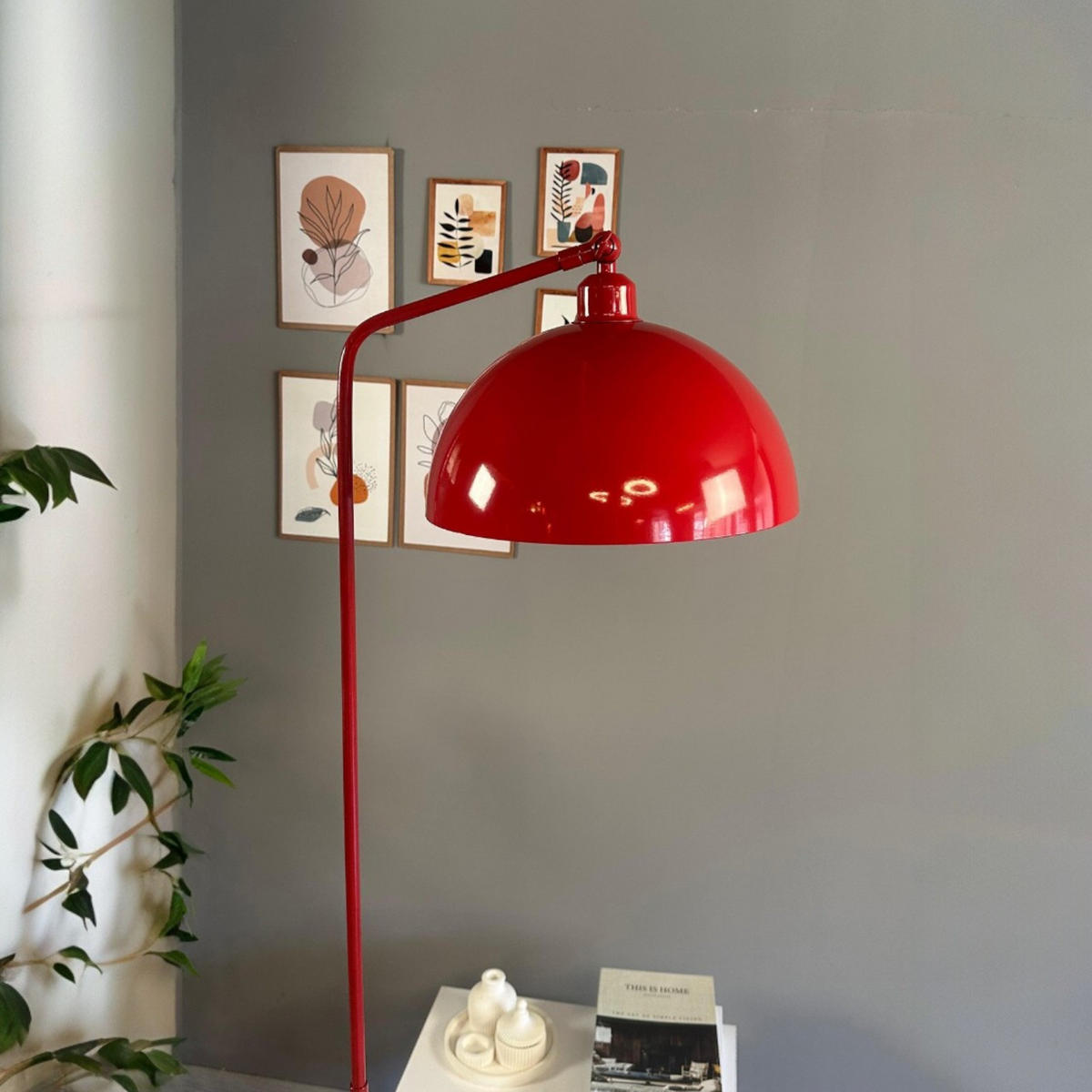 STEHLAMPE Norek aus Metall mit E27, verstellbarer Lampenschirm - Rot, Metall (37/37/169cm) - Bamyum