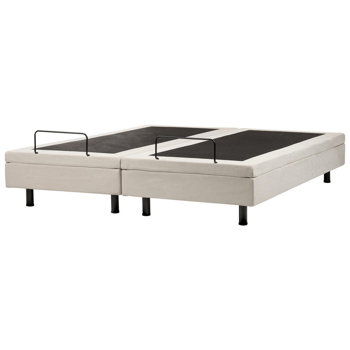 POLSTERBETT Verstellbar 180/200 cm Hellbeige Duke II - Beige/Schwarz, Textil (180/200cm) - Beliani