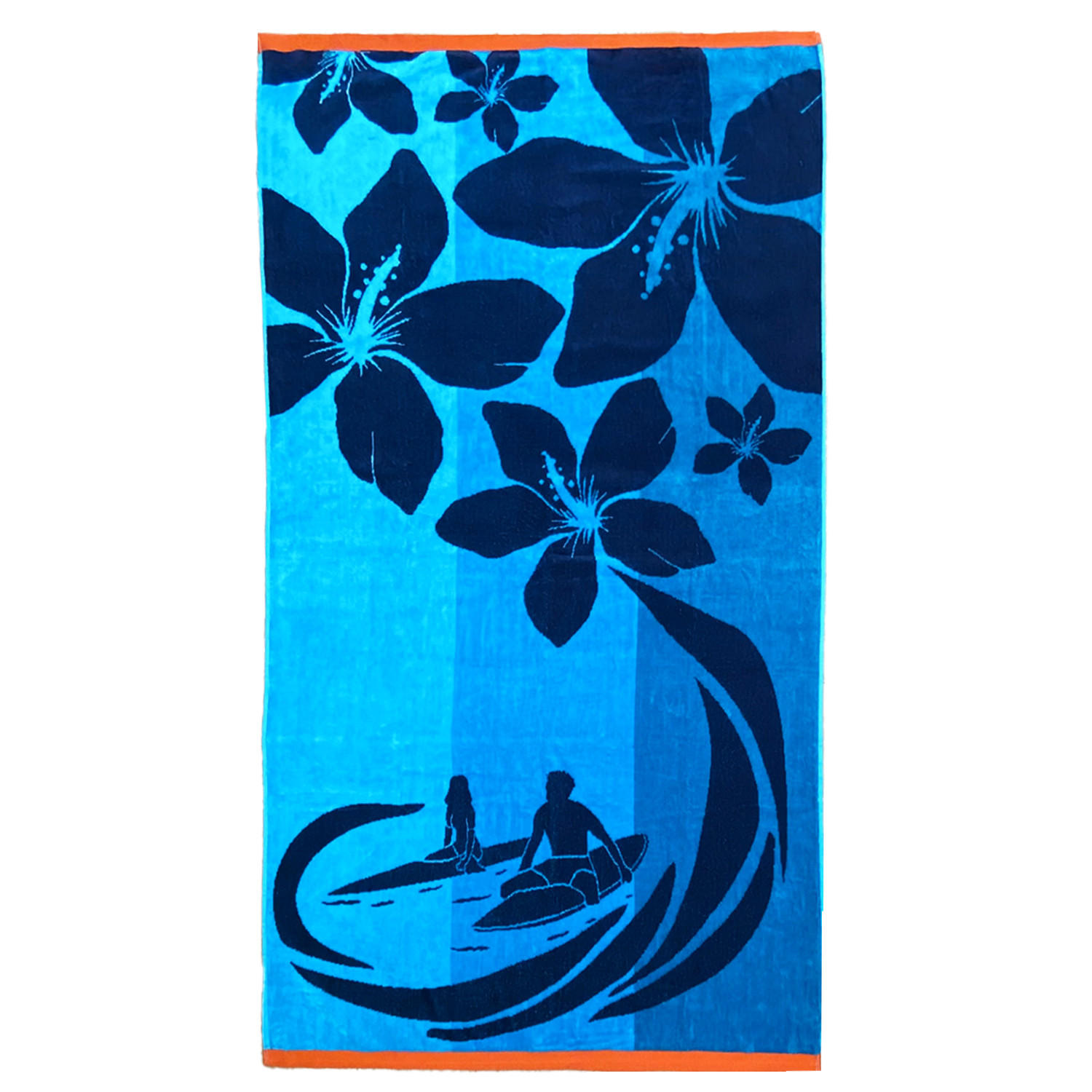 STRANDTUCH Frottee Velours Jacquard Blau 90x170 400g/m² - Coolsurf - Blau, Textil (170/90cm) - LE COMPTOIR DE LA PLAGE