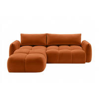 ECKSOFA L-Form Mit Schlaffunktion, Veloursstoff Bluvel, Zimtfarbe, Links, BELVEDER L - Orange, Holz (250/168cm) - Kaiser Möbel