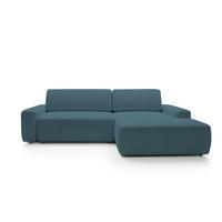 ECKSOFA BOULI 4-Sitzer Polstersofa Raven mit Schlaffunktion 130x210 cm Bettzeugcontainer 264x162x82 cm rechts, Farbe: Seegrün - Smaragdgrün, Holz/Textil (264/162cm) - DomoHome
