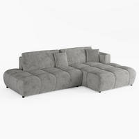 ECKSOFA BARI Rechts Dunkelgrau Chenille-Stoff L-Form Couch mit Schlaffunktion & Bettkasten - Dunkelgrau/Schwarz, Holz (280/170cm) - Barchello
