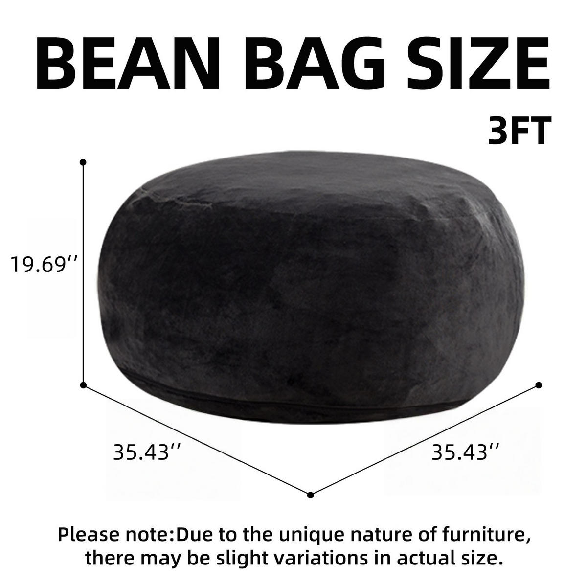 SITZSACKSOFA klappbar ca. 122 cm Schwarz - Schwarz, Kunststoff (90/50/90cm) - Beauniv
