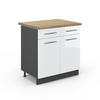 KÜCHENUNTERSCHRANK Fame-Line Weiß Hochglanz 80 cm, AP Eiche - Weiß Hochglanz/Anthrazit, Holzwerkstoff (80/82/60cm) - Vicco