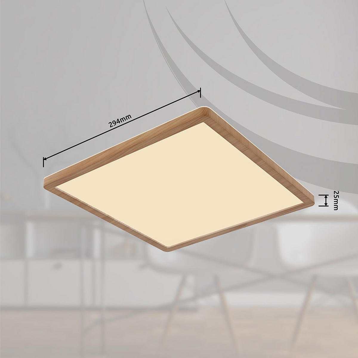 LED DECKENLEUCHTE Holzoptik Braun - Braun, Kunststoff (29.4/29.4/2.5cm) - Globo Lighting