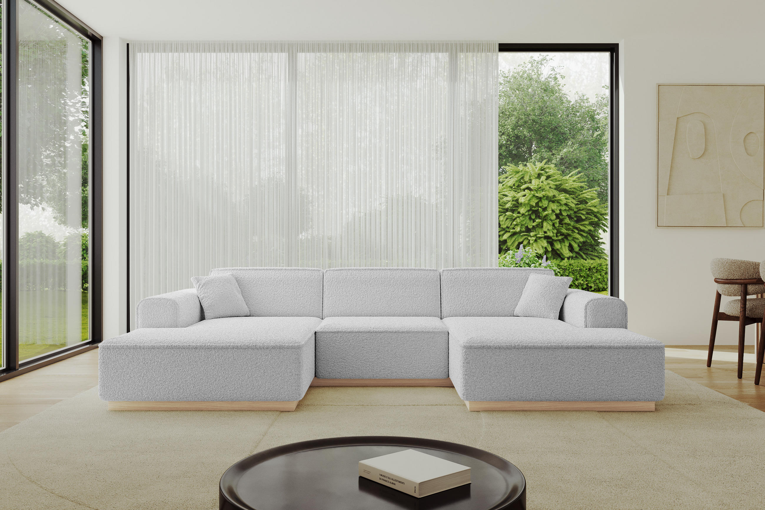 WOHNLANDSCHAFT IREA-U1 - 303x171x83 cm Hellgrau - Hellgrau, Holzwerkstoff/Textil (303/83/171cm) - ALTDECOR