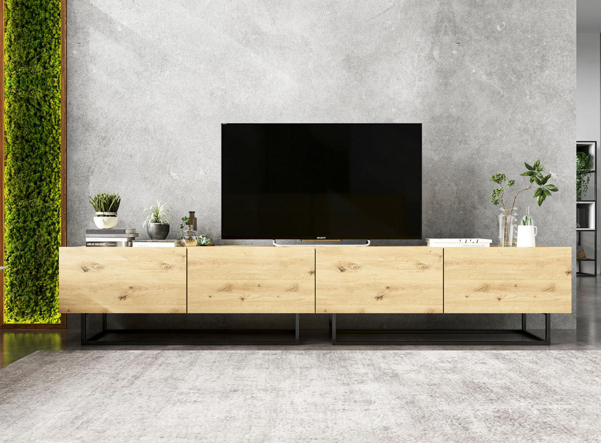 TV-SCHRANK Enjoy Eiche artisan matt matt mit Metallrahmen 120 cm - Schwarz/Eiche Artisan, Holzwerkstoff/Metall (120/46/35cm) - Meble Lindner