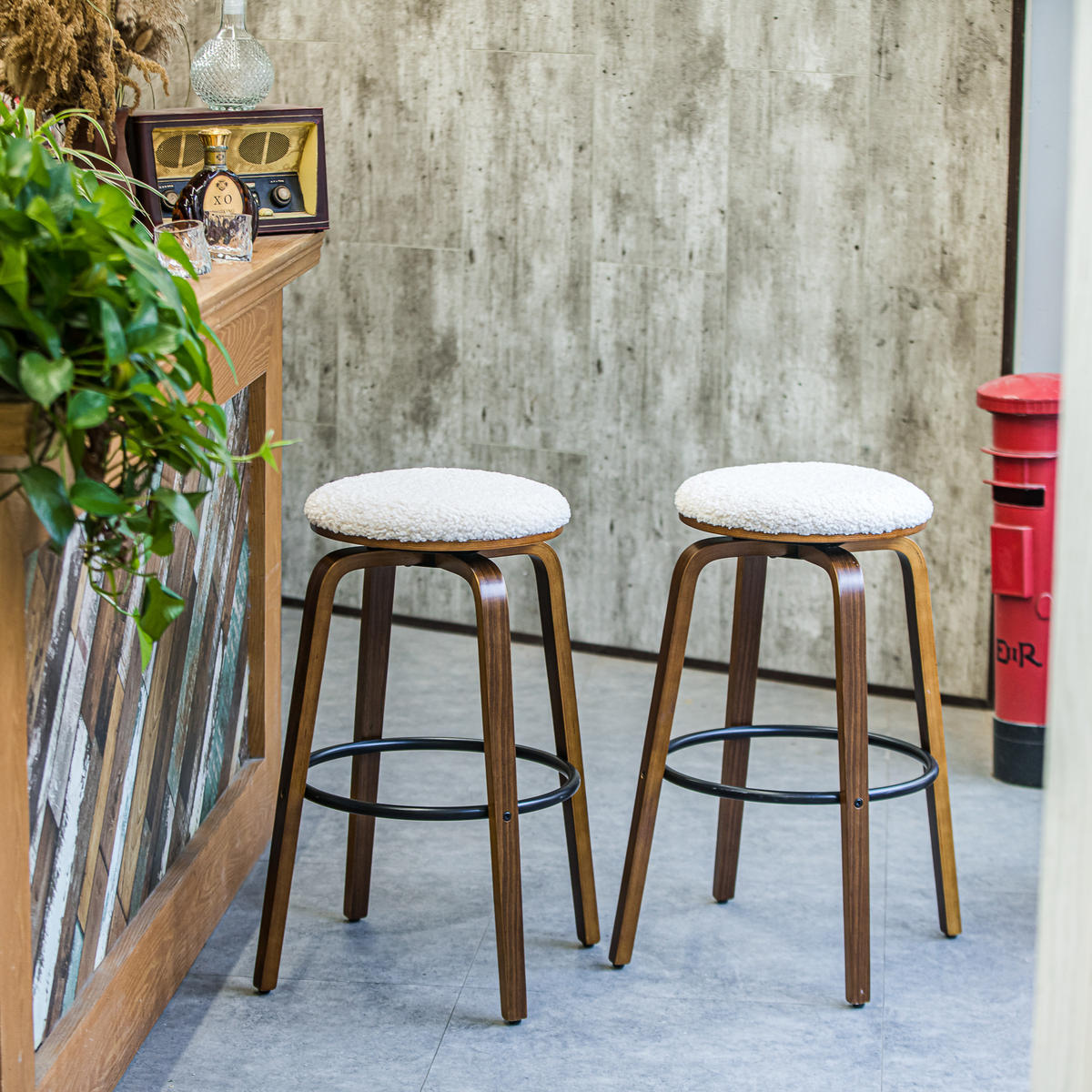 BARHOCKER 2er-Set Stoff Weiß - Weiß, Textil (40/70/40cm) - Nordlys