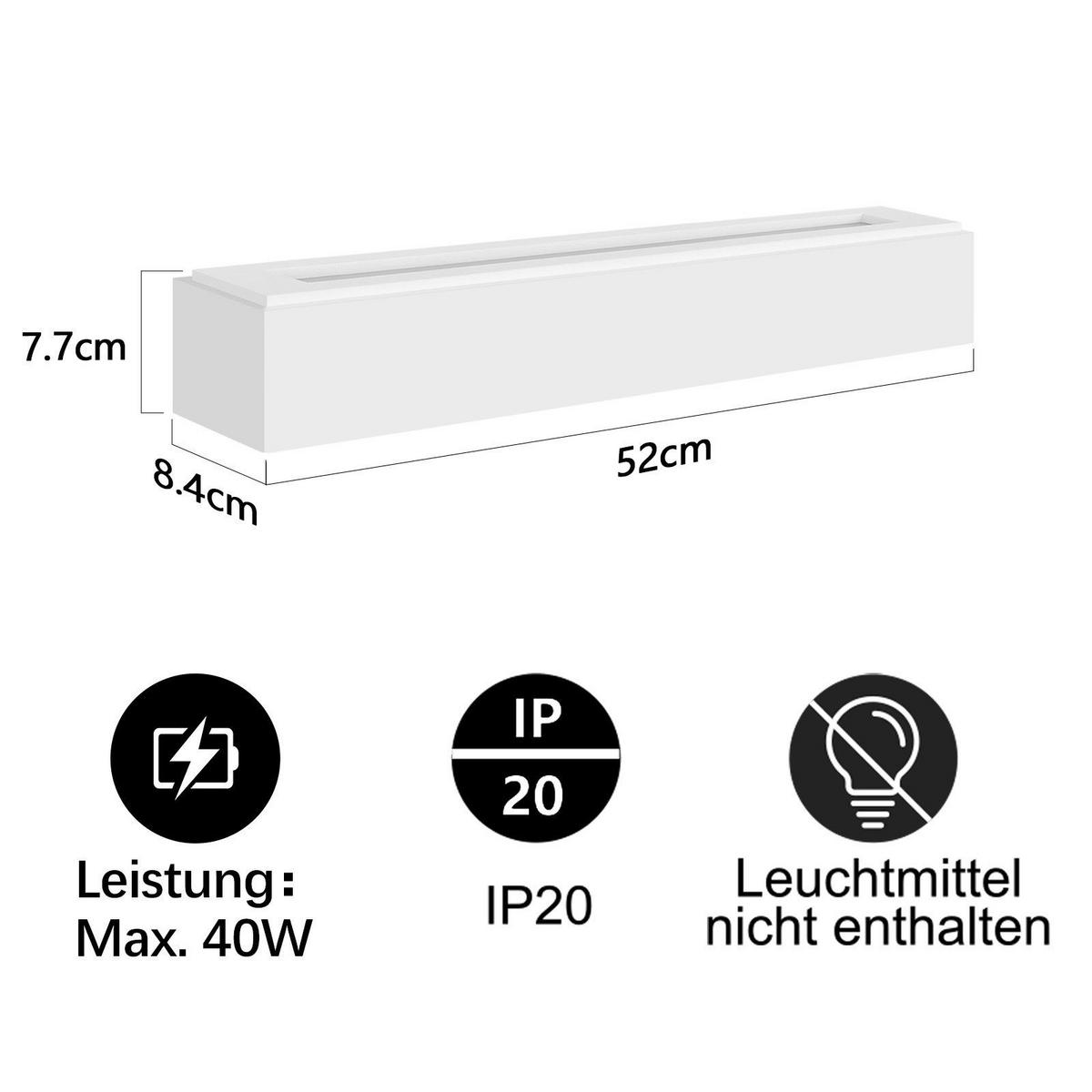 NÁSTĚNNÉ svítidlo Yarberry 52/7,7/8,4 cm - bílá, plast (7.7/8.4/52cm) - Nettlife