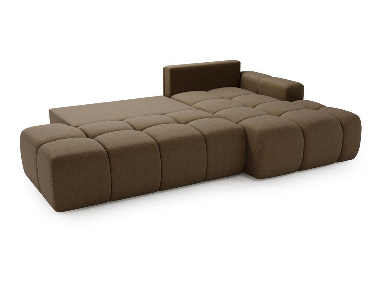 ECKSOFA Montero Bouclé-Stoff Braun Rechts - Braun, Holz/Textil (280/177cm) - Graingold