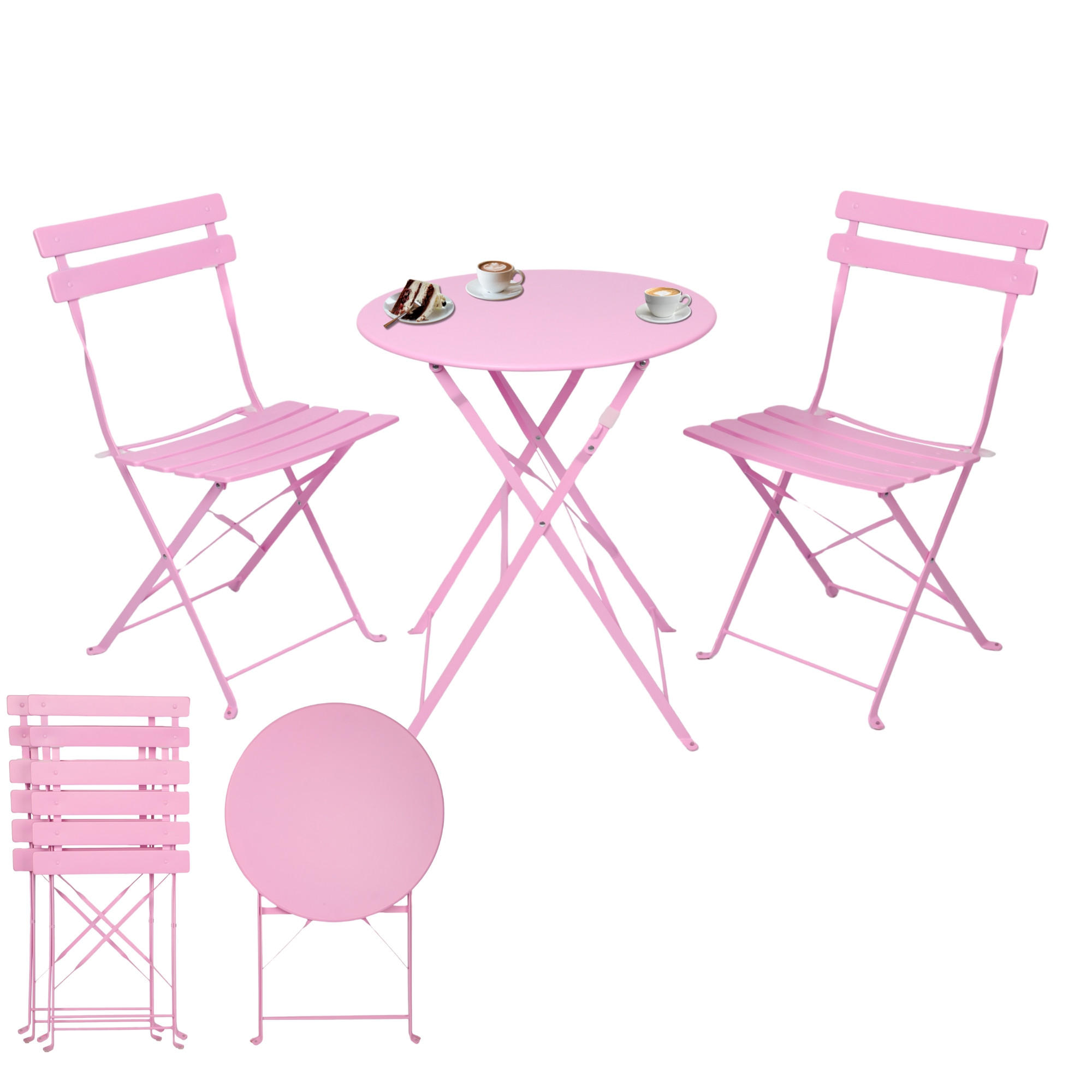 BISTRO SET Rosa - Rosa, Metall - Albatros