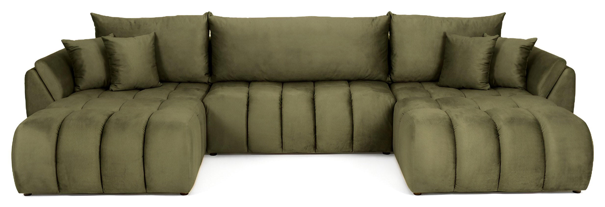 ECKSOFA Iris U mit Schlaffunktion und Bettkasten, U-Form – Olivgrün Samt 382/184/85 cm - Schwarz/Olivgrün, Kunststoff/Textil (382/184cm) - WFL GROUP