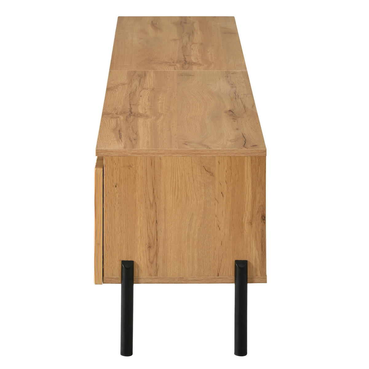 TV-LOWBOARD 4 Türen Wellen Design Stauraum Metallfüße Modern - Naturfarben, Holzwerkstoff (180/43/35cm) - FLIEKS