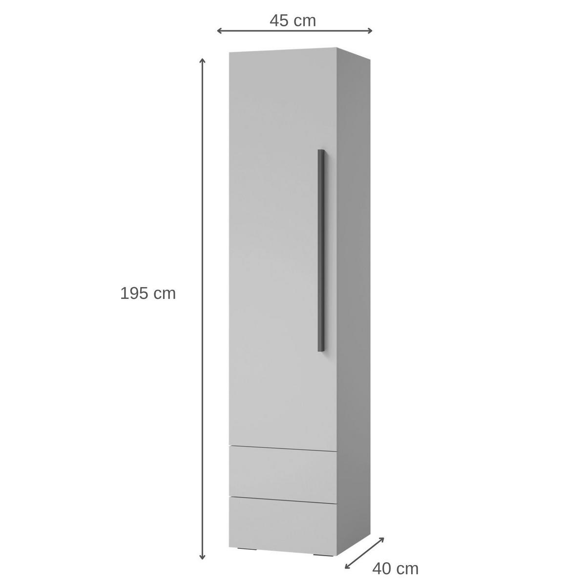 VYSOKÁ SKŘÍŇ Largo s 1 dvířky a 2 zásuvkami, 45 cm, do studentského pokoje, kašmír - kašmírová, kompozitní dřevo (45/195/40cm) - Beautysofa