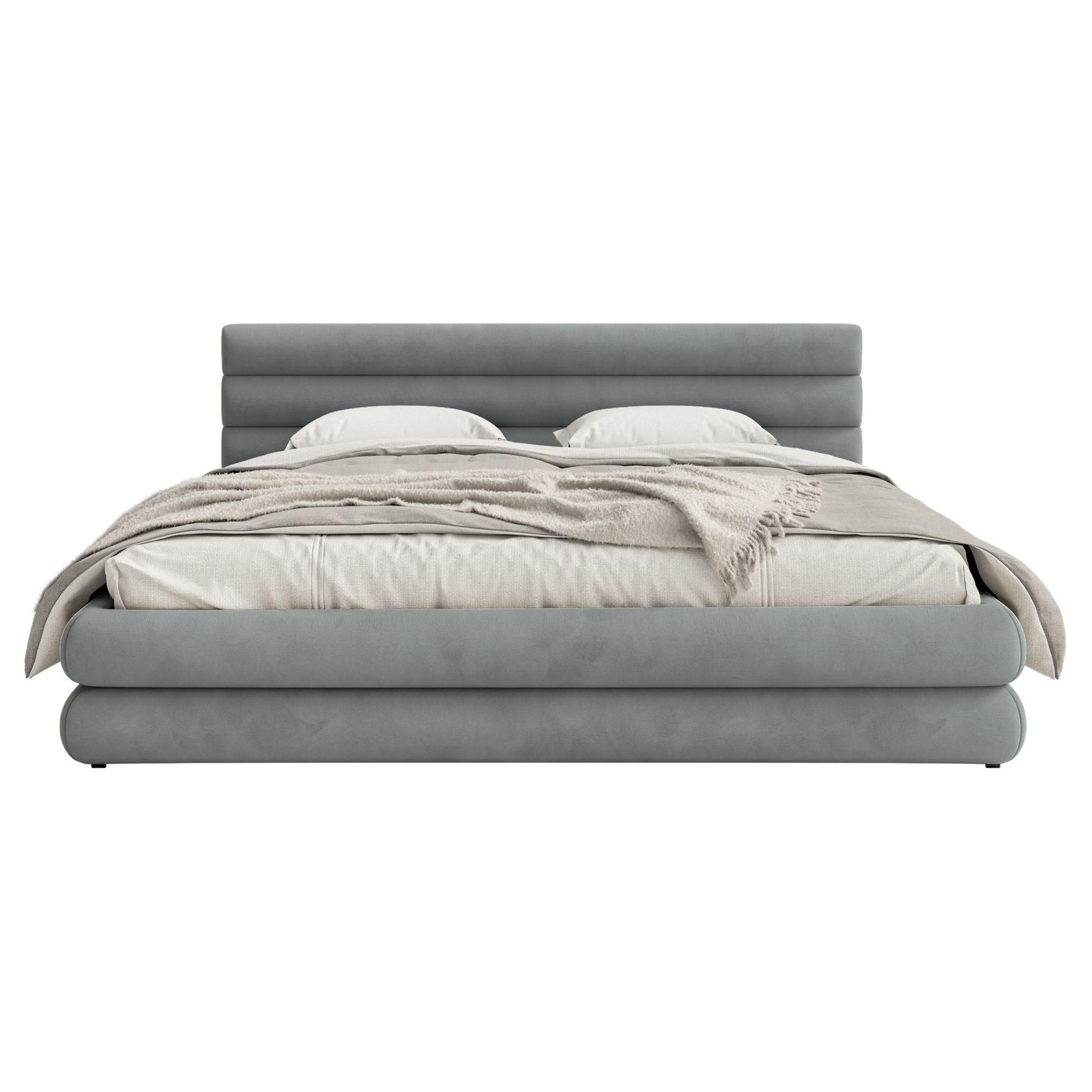 POLSTERBETT Alegre Grau Samt 140x200 cm - Schwarz/Grau, Kunststoff/Textil (140/200cm) - Selsey