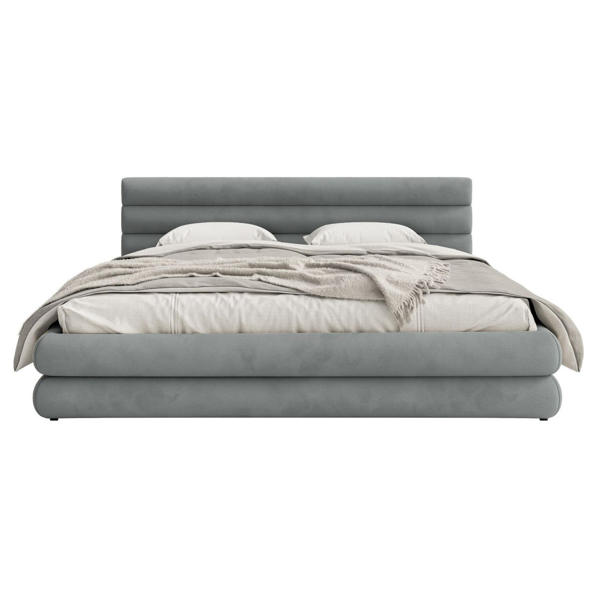 POLSTERBETT Alegre Grau Samt 160x200 cm - Schwarz/Grau, Kunststoff/Textil (160/200cm) - Selsey