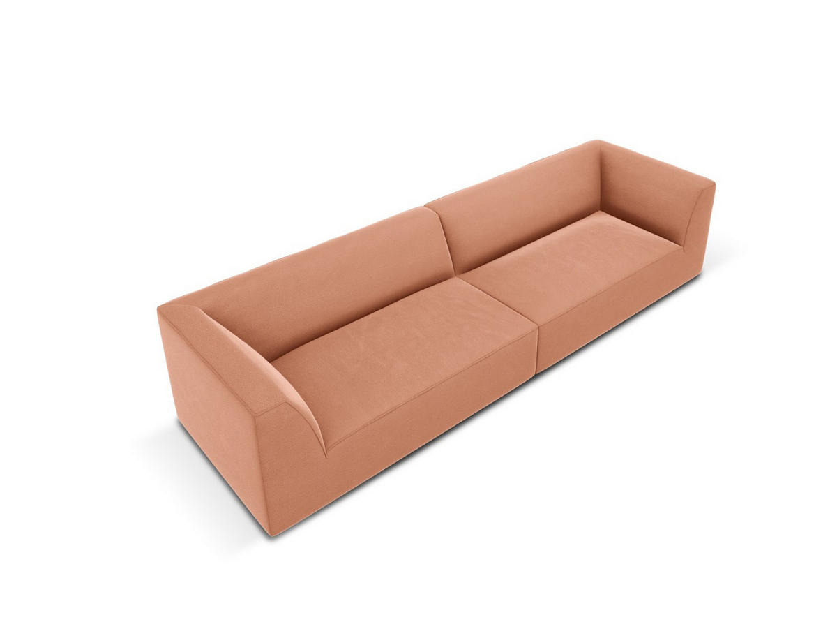 SOFA Ruby aus Samt rosa 4 Sitzplätze - Pink, Textil (93/69/302cm) - Micadoni