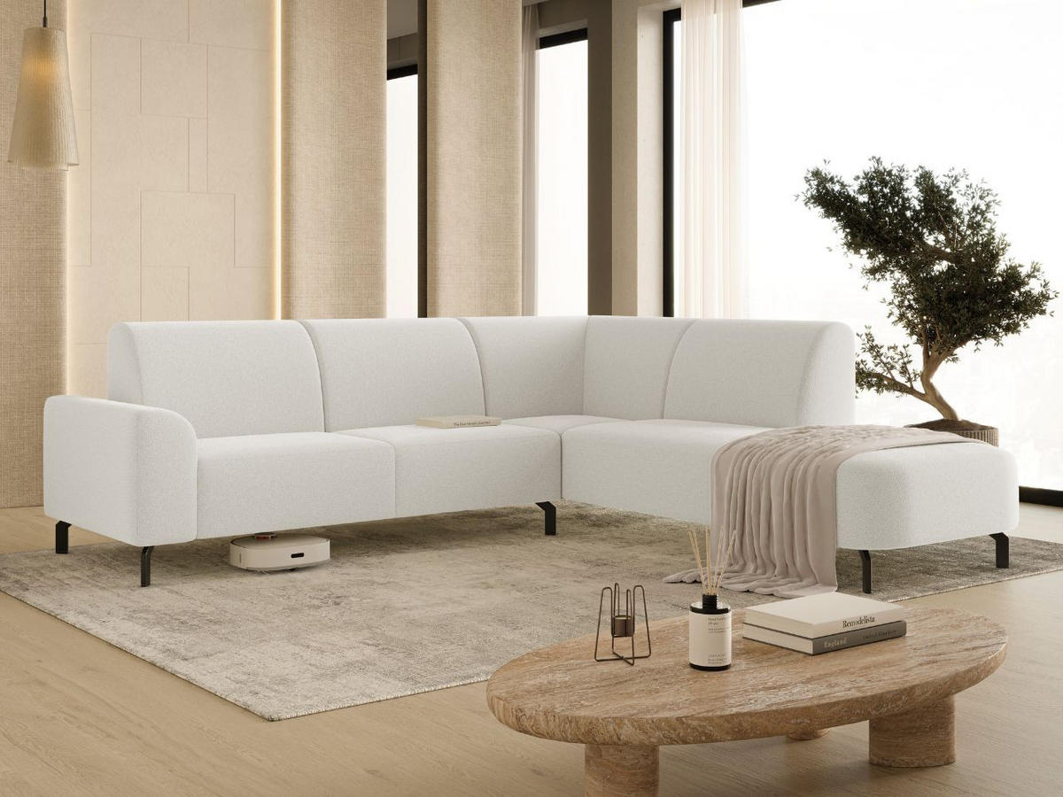 ECKSOFA Regento Weiß Rechts - Schwarz/Weiß, Holz/Textil (218/277cm) - Graingold