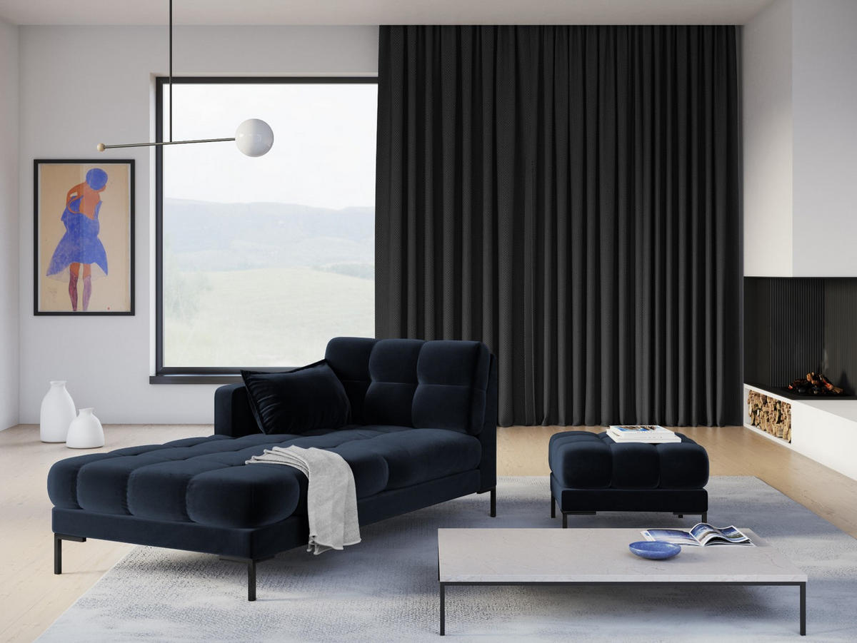POUF Mamaia aus Samt dunkelblau - Dunkelblau, Textil (60/41/60cm) - Micadoni