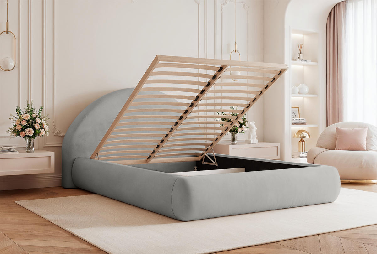 POLSTERBETT Scafa 200x200 cm, Hellgrau - Hellgrau, Textil (200/200cm) - Fedve