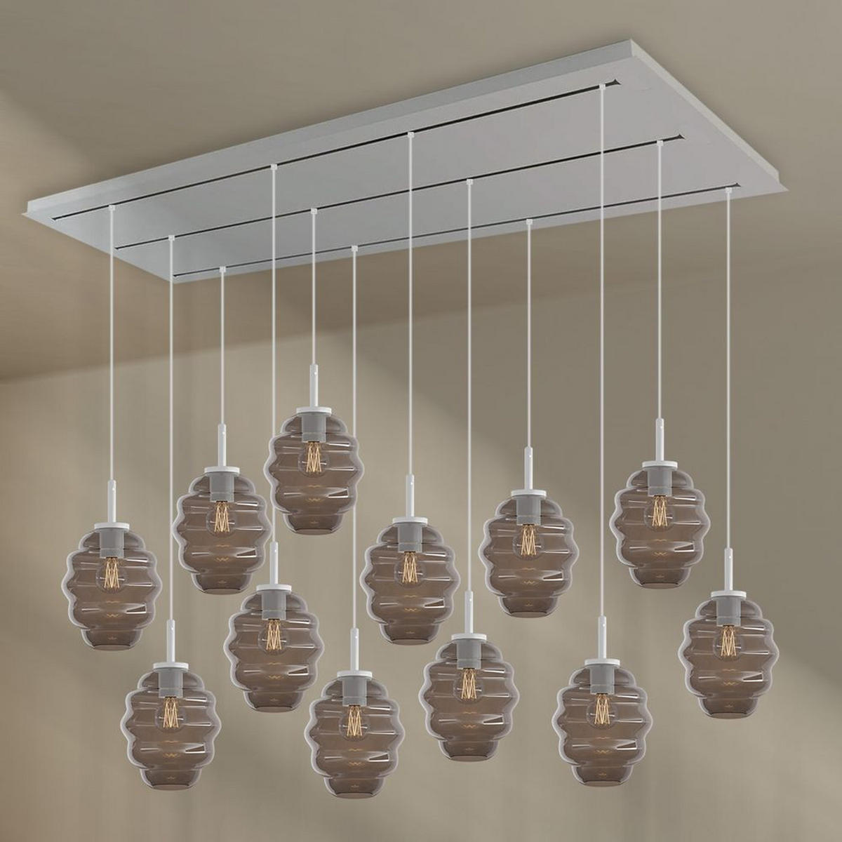 HÄNGELEUCHTE Echos 12-flammig Braun Ø 18cm - Schwarz/Braun, Glas (18/18/20cm) - s.luce