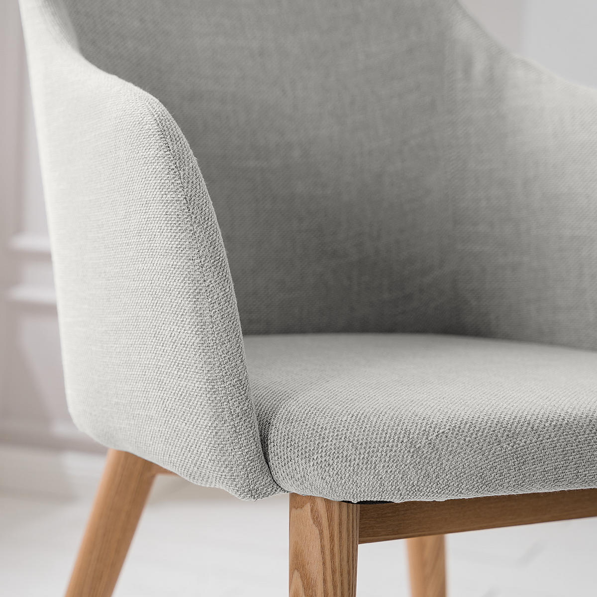 ARMLEHNENSTUHL - Webstoff / Esche massiv - Hellgrau, Textil (54/79/60cm) - home24