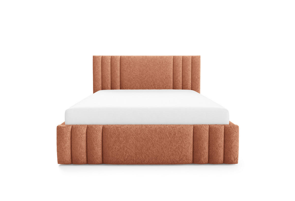POLSTERBETT RIVIO Bettkasten Lattenrost 140x200 Orange - Orange, Holz (140/200cm) - Furnistar