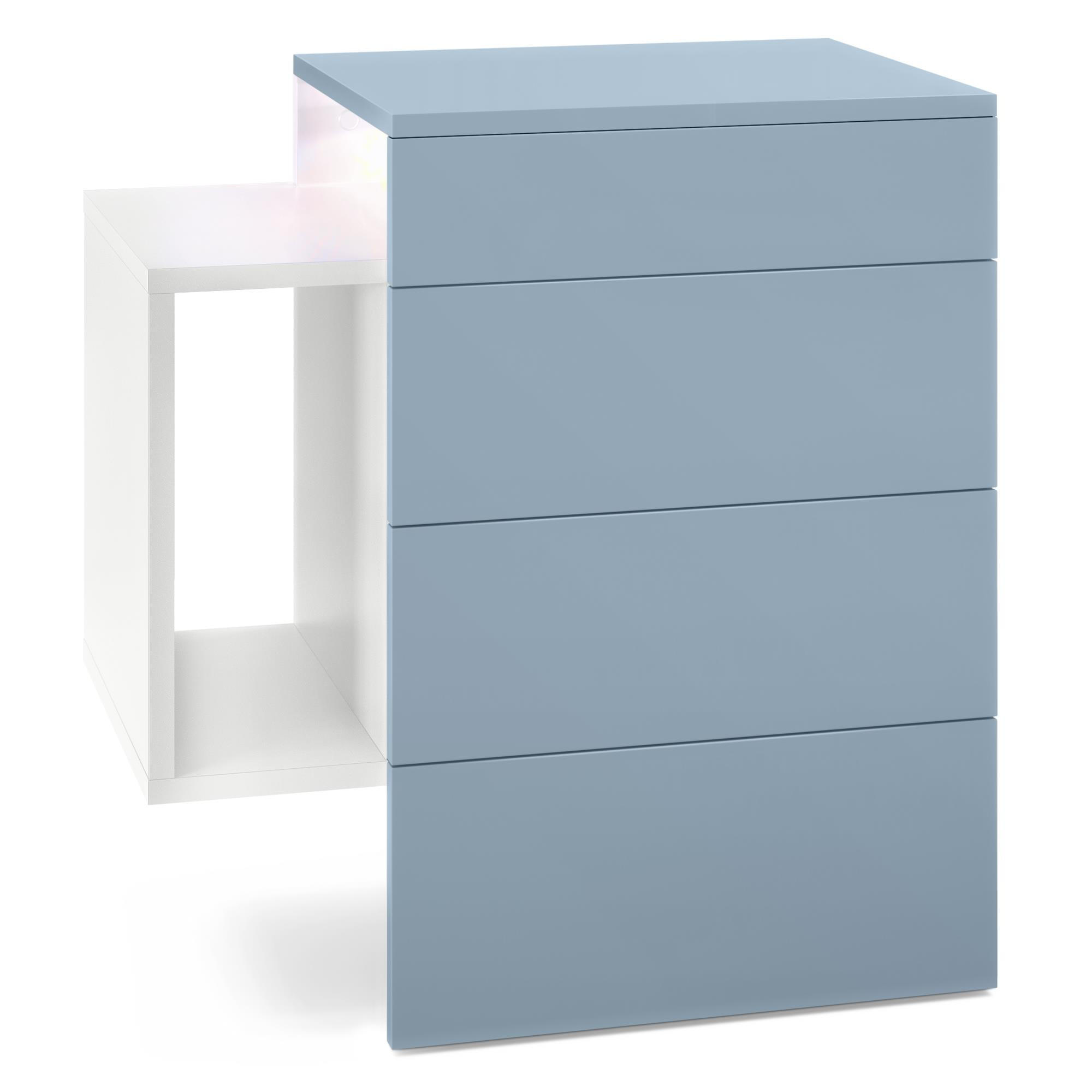 NACHTTISCH Queens Front in Denim matt - Pastellblau, Holzwerkstoff (60/63/36cm) - Vladon