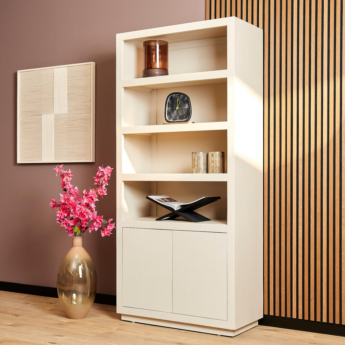 BÜCHERREGAL Brussel Beige 45/90/200 cm - Beige, Holz (90/200/45cm) - Starfurn