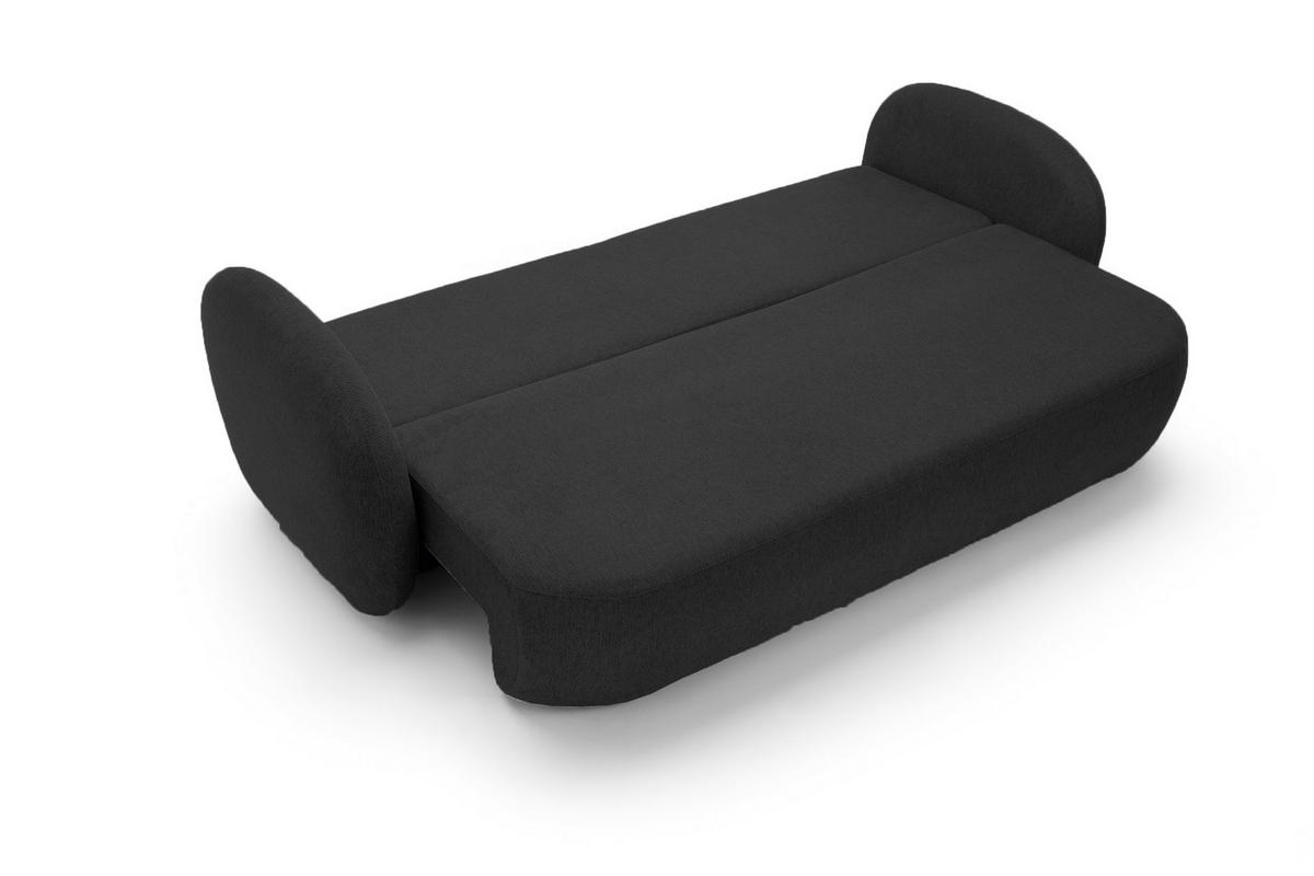 SOFA OLIO Mit Schlaffunktion Und Bettkasten, Bonell-Taschenfederung, Aragon-Stoff, lose Rückenkissen, freistehend, 238x101x86 cm Dark grey - Graphitfarben, Holz/Textil (238/86/101cm) - DomoHome