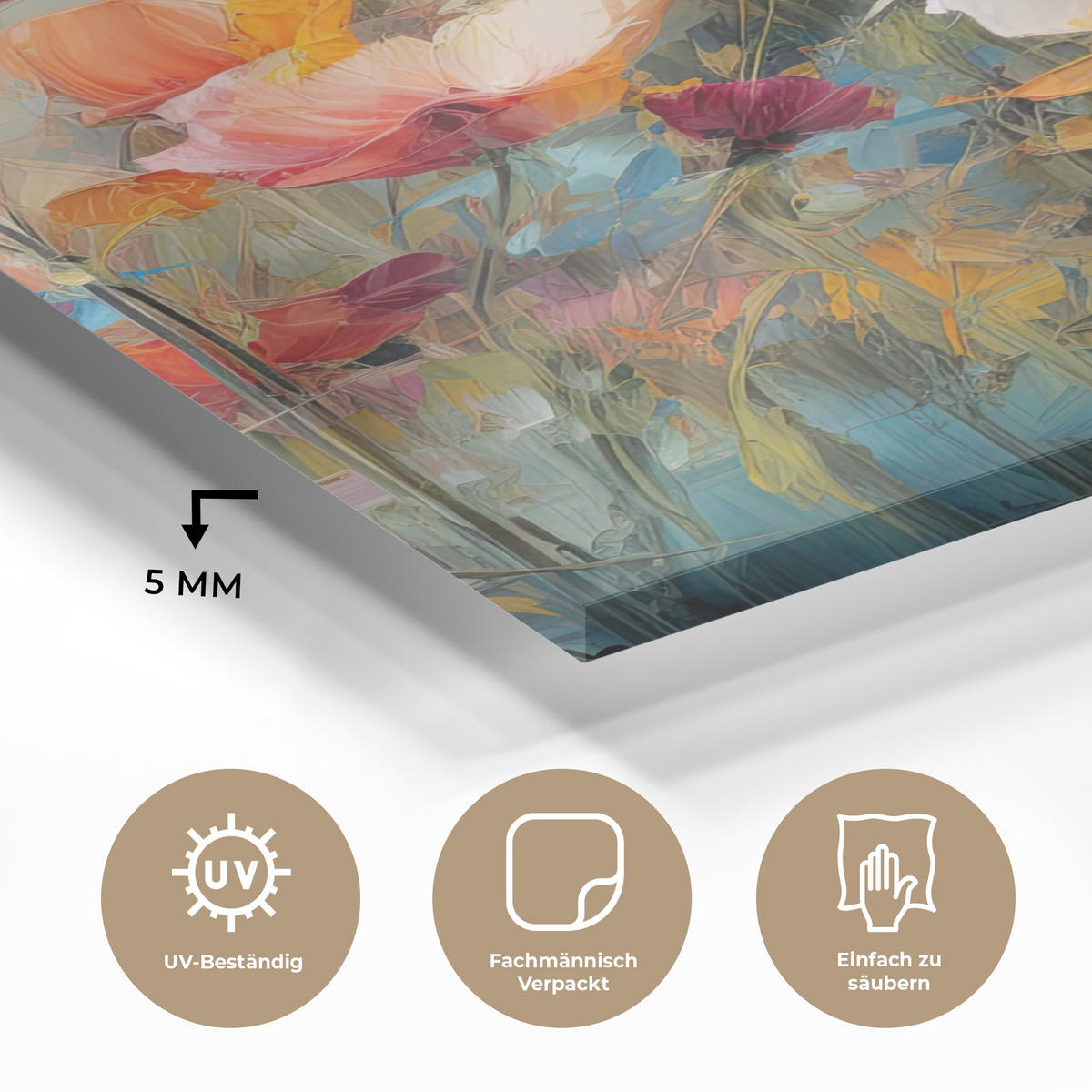 OBRAZ NA AKRYLOVOM SKLE Kvety - Akvarel - Umenie - Botanické - Príroda 60x80 cm - oranžová, sklo (60/80cm) - MuchoWow