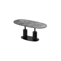 COUCHTISCH Eiche Natur Schwarz Hochglanz oval ausziehbar höhenverstellbar - Schwarz Hochglanz/Schwarz, Holzwerkstoff (80/130/54cm) - designimpex