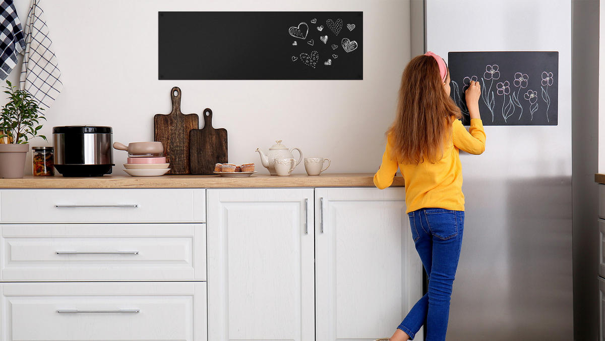 MAGNETPLATTE rahmenloses SLIMboard - Kreideoberfläche - 90x30 cm - Schwarz, Metall (90/30/0.3cm) - ALLboards