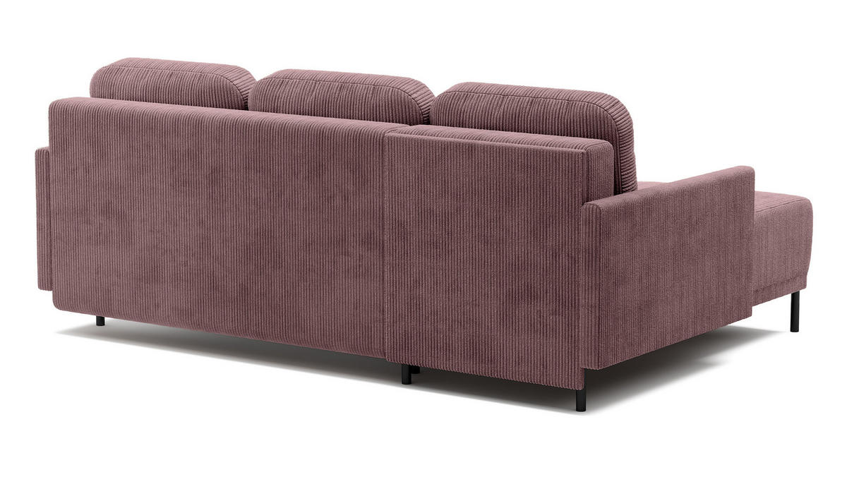 ECKSOFA Hamiel Lila Cordbezug - Flieder/Schwarz, Holz/Textil (212/142cm) - Selsey