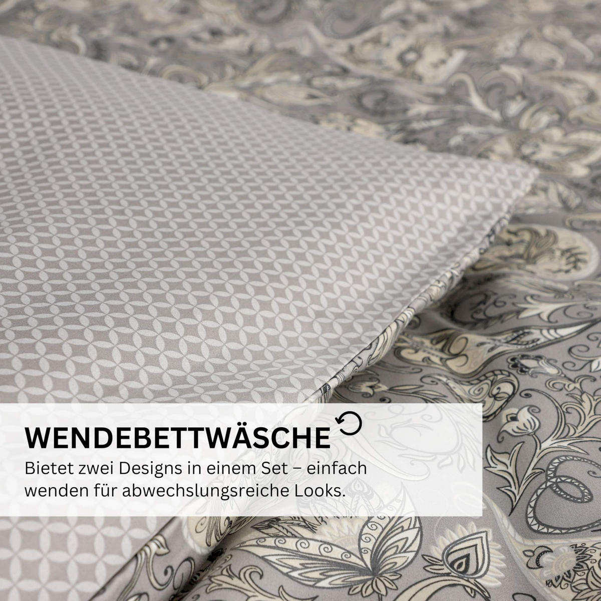 SATIN BETTWÄSCHE SALMLO - Grau, Textil (135/200cm) - Esprit