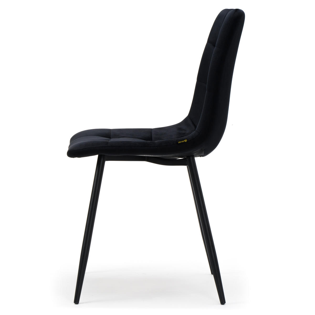 STUHL PARMA gepolsterter mit Steppung - schwarz - Samt Velour - Schwarz, Textil/Metall (44/89/45cm) - NEW HOME