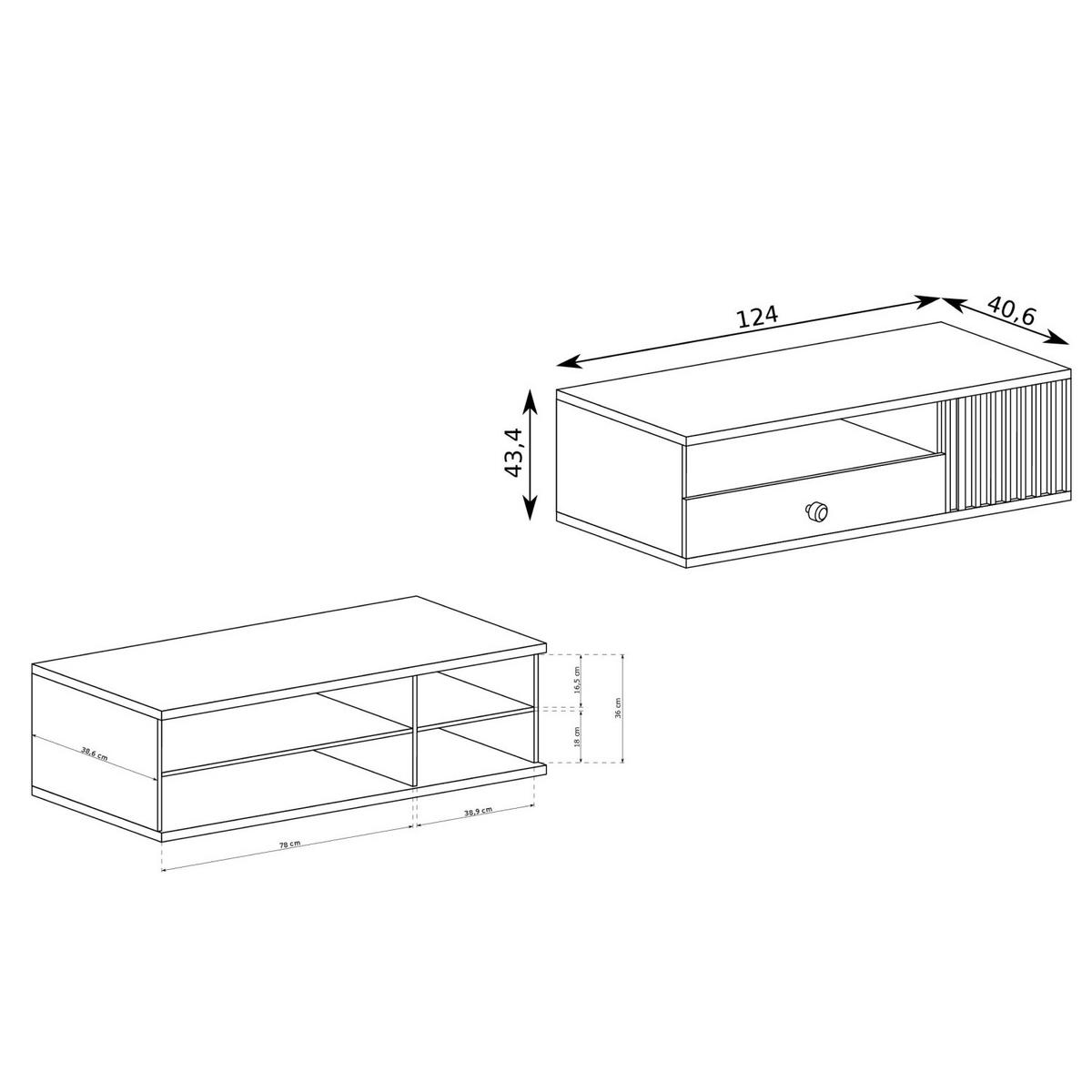 TV-LOWBOARD Cali C-7 124 x 43,4 x 40,6 cm Eiche Artisan - Eiche Artisan, Holzwerkstoff (124/43.4/40.6cm) - Koseto