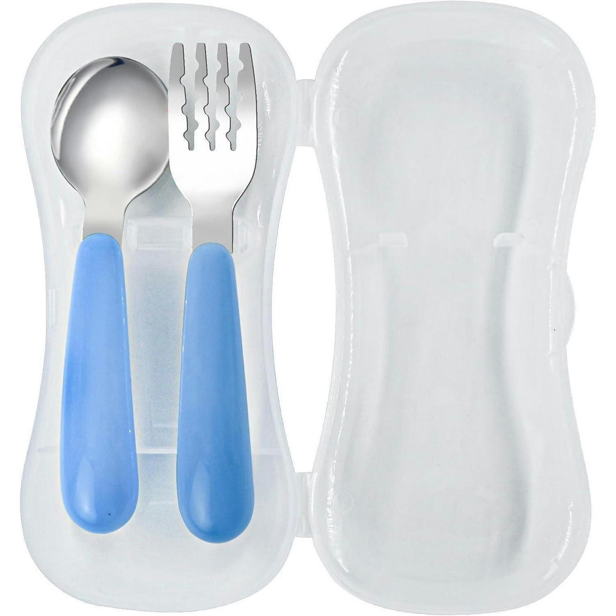 KINDERBESTECK Set 2-teilig mit Reiseetui Blau - Hellblau, Metall