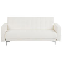 3-SITZER-SCHLAFSOFA Kunstleder Weiß Aberdeen - Weiß, Textil (186/83/88cm) - Beliani