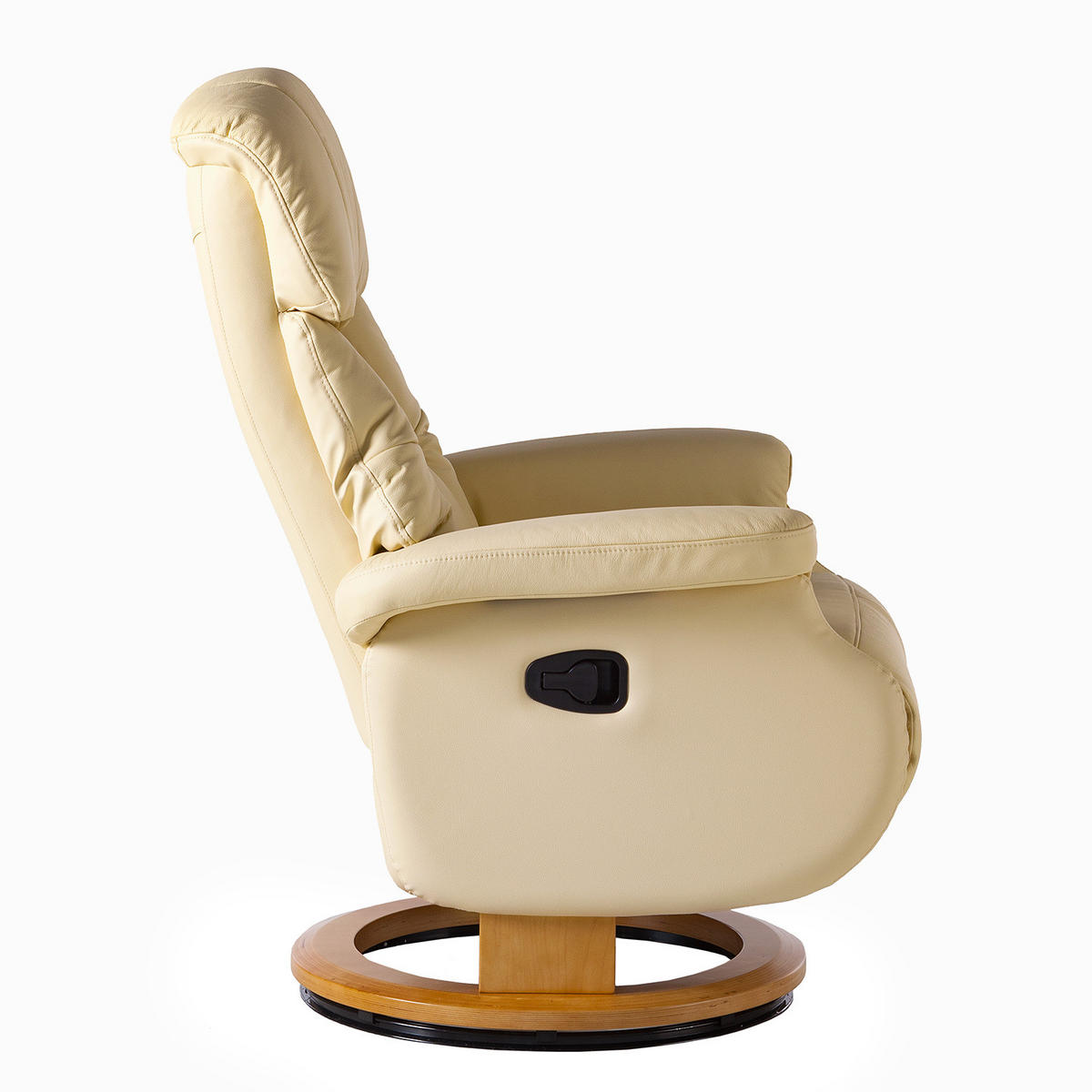 RELAXSESSEL - Echtleder - Hellbraun/Buchefarben, Leder/Holz (77/111/86cm) - home24