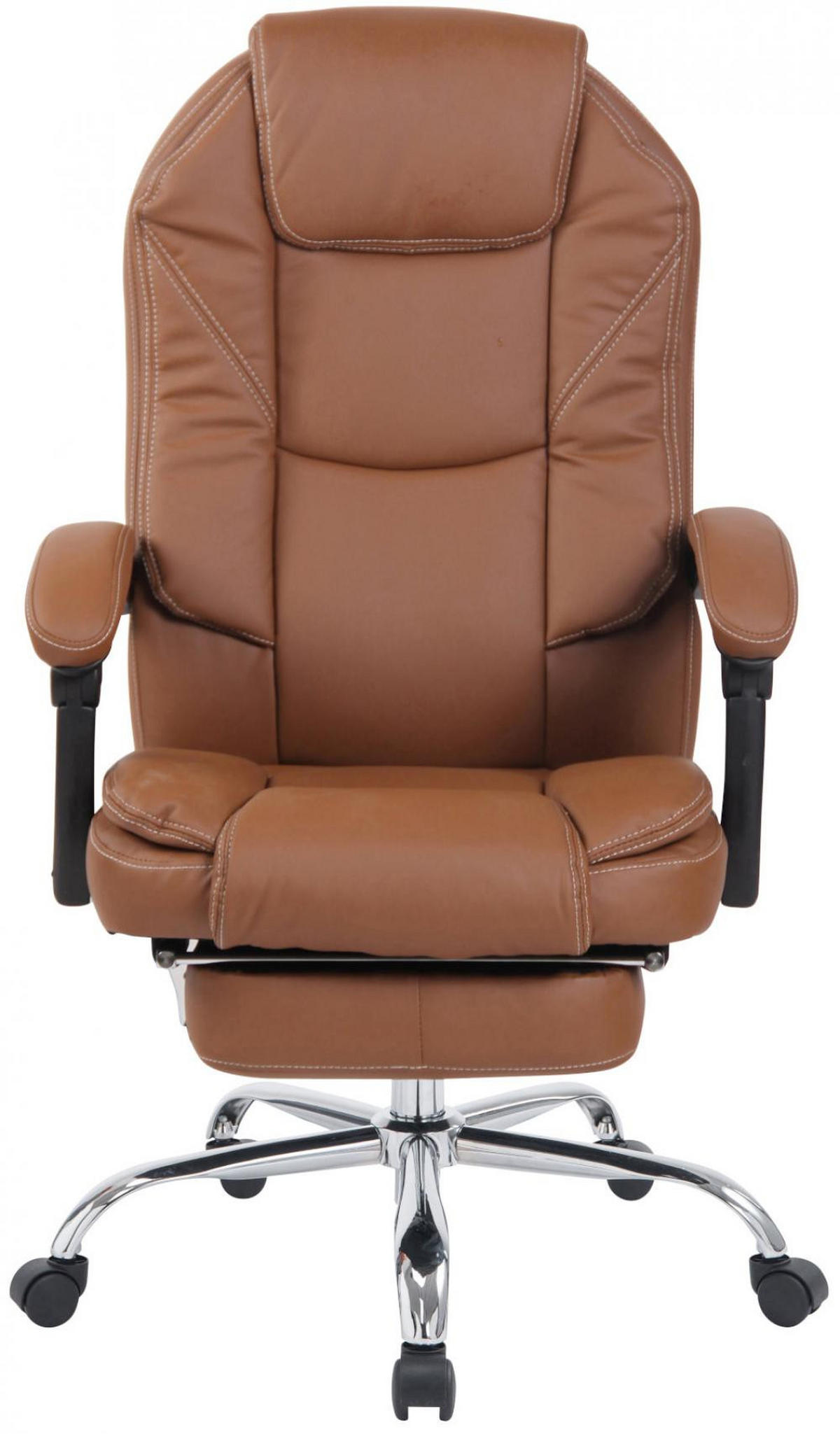 CHEFSESSEL Lederlook Hellbraun - Chromfarben/Hellbraun, Textil/Metall (67/114/64cm) - CLP