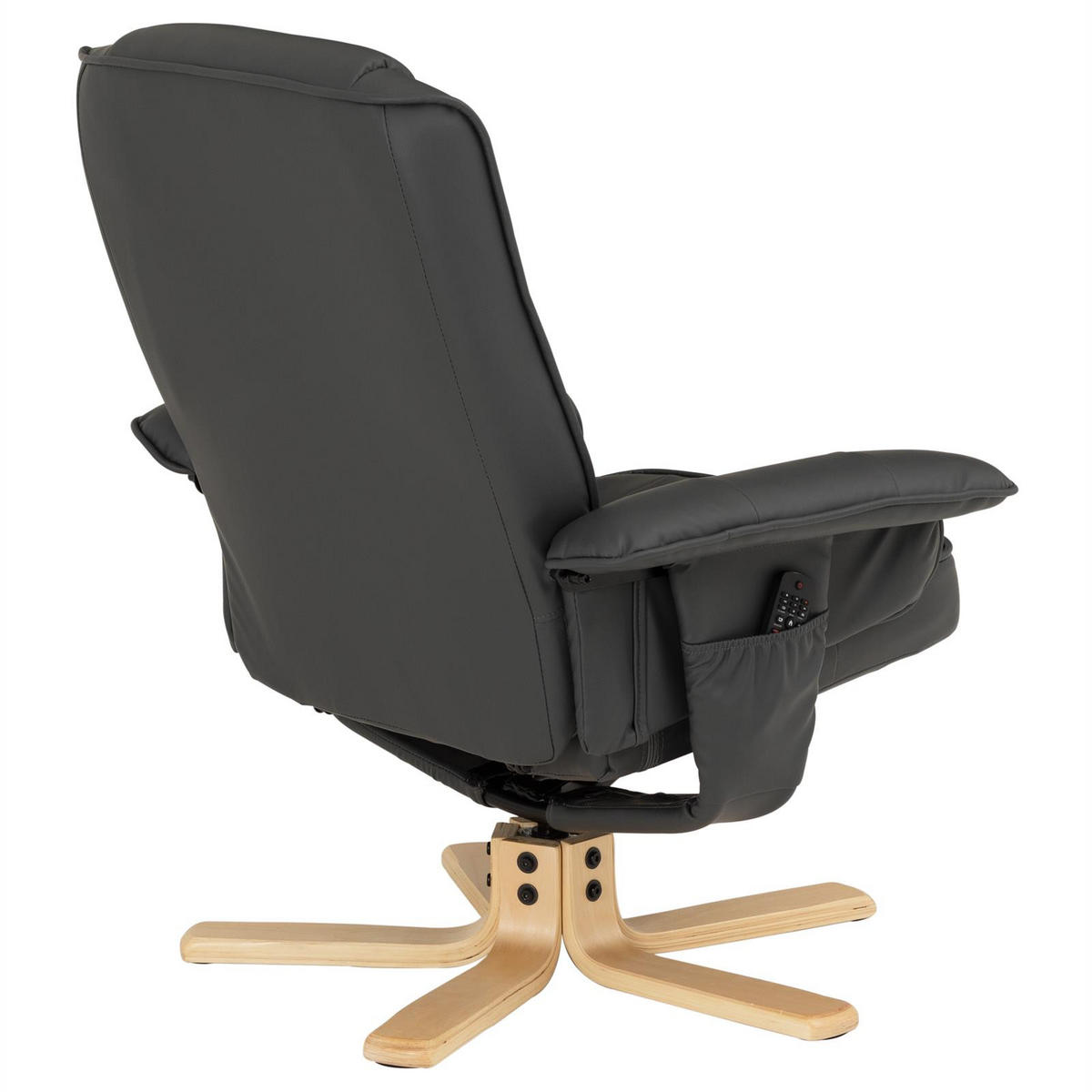 RELAXSESSEL KUNSTLEDER, SET MIT HOCKER CHARLY - Grau, Textil (76/87/61cm) - IDIMEX