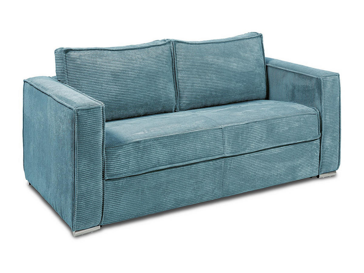 SCHLAFSOFA - 3 Personen - samt - türkisblau Loreto - Türkis, Textil (195/90/223cm) - Vente-Unique