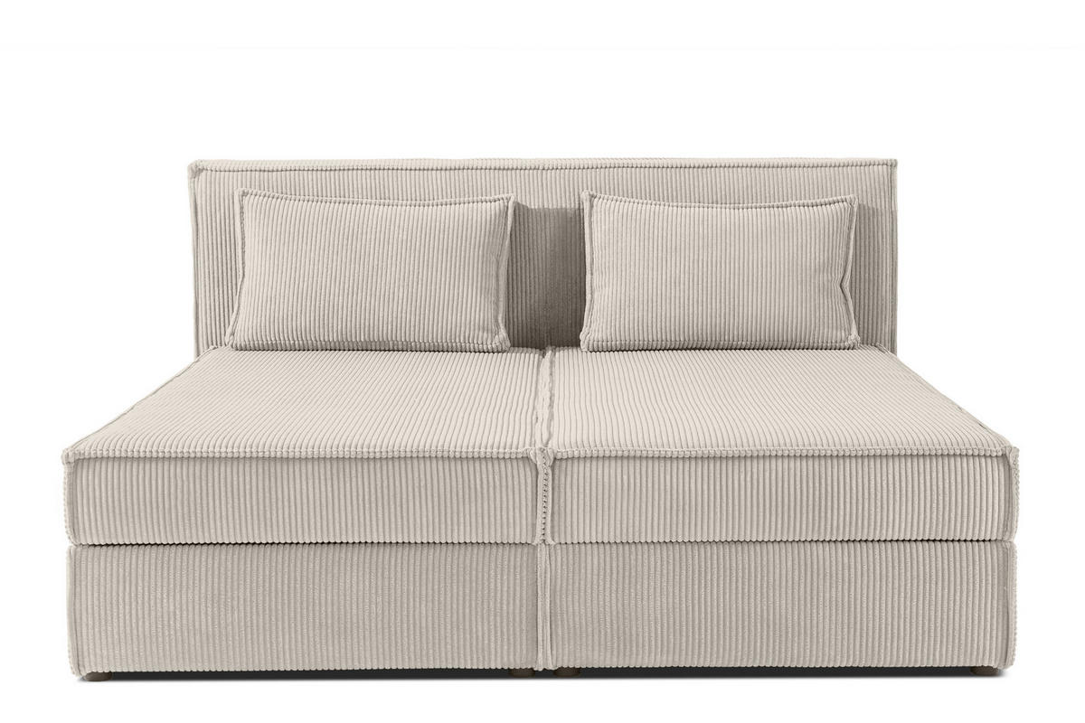 BOXSPRINGBETT ROTI mit Stauraum, cremefarben - Creme/Schwarz, Holz/Holzwerkstoff (180/200cm) - KONSIMO®