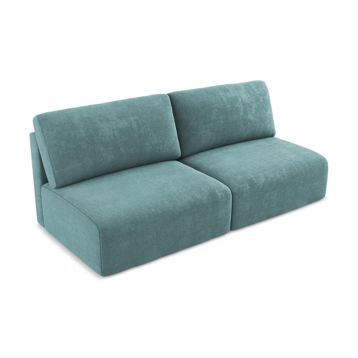 3-SITZER SOFA mit Schlaffunktion Chenille Stoff Blau - Blau/Beige, Kunststoff/Textil (216/79/102cm) - LaMiaSofa