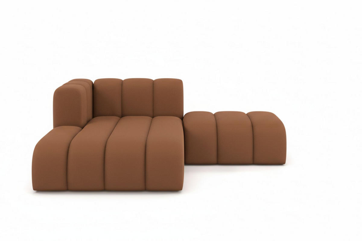 CHAISELONGUE Mit Hocker Grand, Veloursstoff Salvador, Dunkelbraun, Links - Dunkelbraun, Holz (204/179cm) - Kaiser Möbel