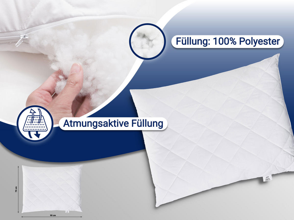 KISSEN, 70x90 cm, 50% Polyester, 50% Baumwolle, Weiß - Weiß, Textil (70/90cm) - Zollner