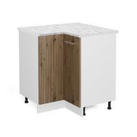 ECKUNTERSCHRANK R-Line Artisan-Eiche 75.6 cm, AP Marmor - Weiß/Eiche Artisan, Holzwerkstoff (75.6/81.6/60cm) - Vicco