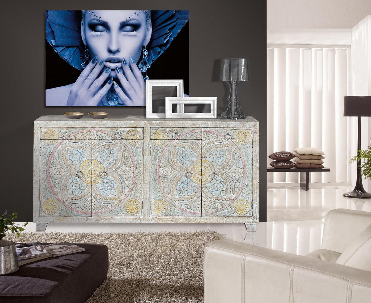 SIDEBOARD aus Mangoholz - Chromfarben, Holz (40/92/180cm) - Giner y Colomer