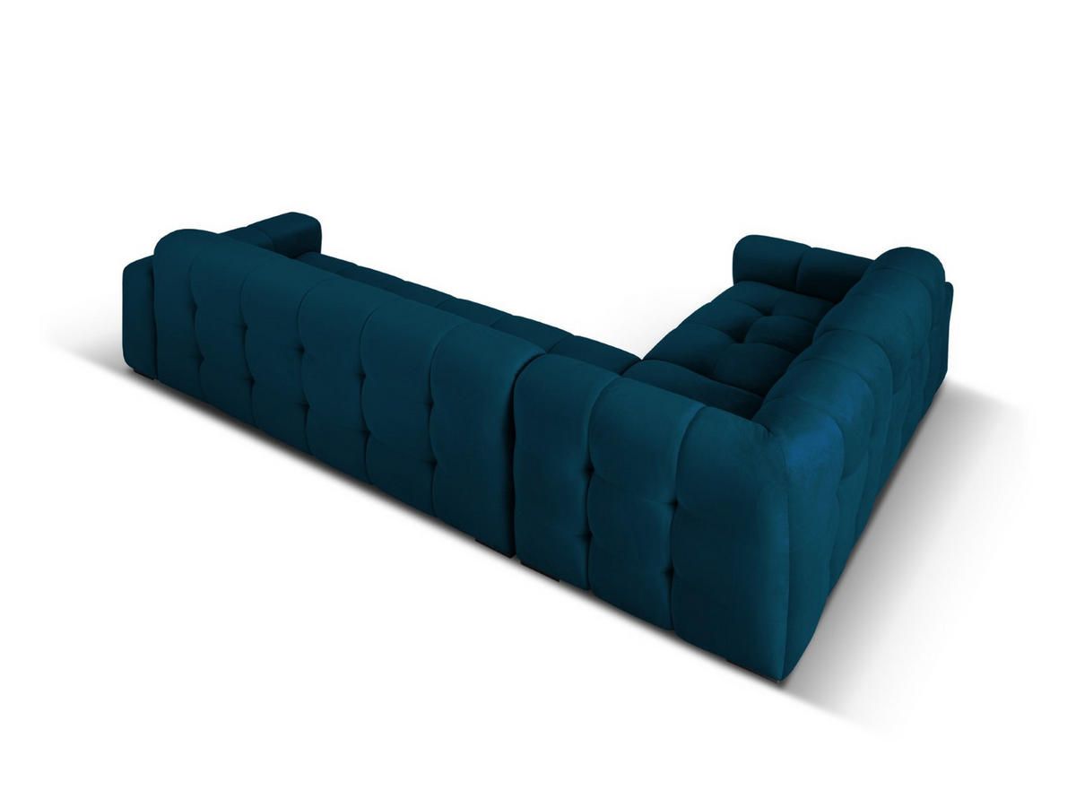 ECKSOFA links Kendal aus Samt marineblau 6 Sitzplätze - Blau, Textil (231/332cm) - Micadoni